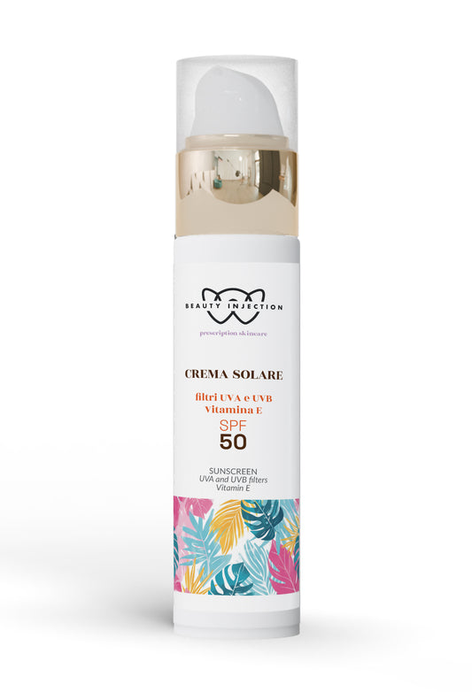 SPF 50 Fotoprotezione UVB + UVA — Pelle Sensibile e Sensibilizzata 
Zero Scia Bianca, Anti-Macchia, Filtri di Nuova Generazione