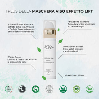 Maschera viso Effetto Lift - Con acido ialuronico e Q10
