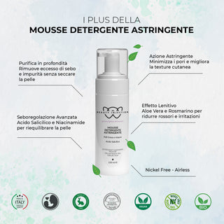 MOUSSE DETERGENTE ASTRINGENTE pelli grasse e impure