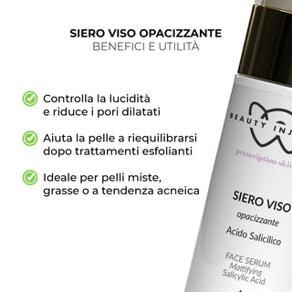 Siero viso opacizzante con acido salicilico e niacinamide - Per pelli miste e impure